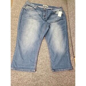 NWT Vintage Zanadi  Womens Straight Leg Stretch Denim Blue Jean Capris Size 20W